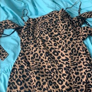 Leopard Print Brown Cami Tie Back Mini Dress